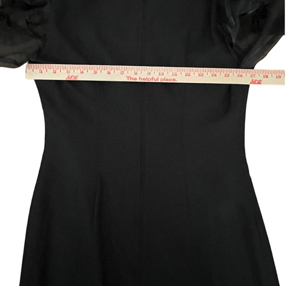 Maya Jornot For Michael Marcella Black Dress Embroider Design 3/4 Sleeve 8 VTG - Picture 8 of 16